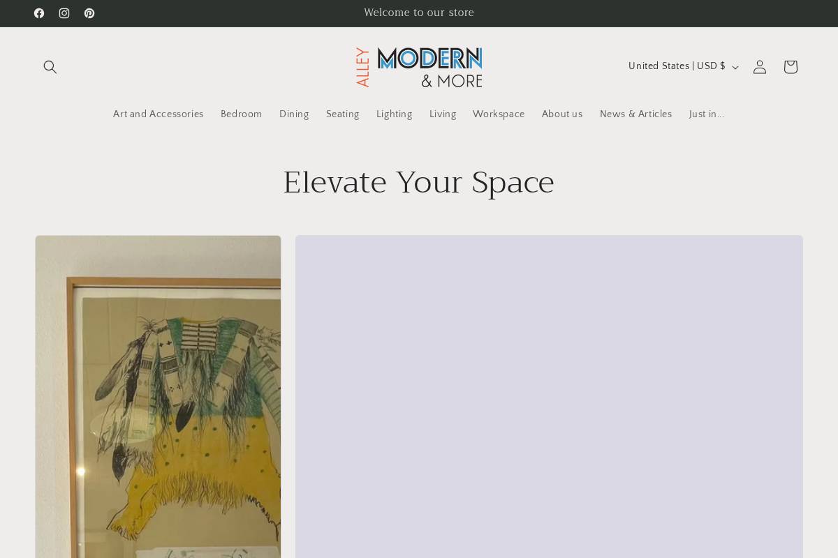 alleymodernandmore.com homepage screenshot