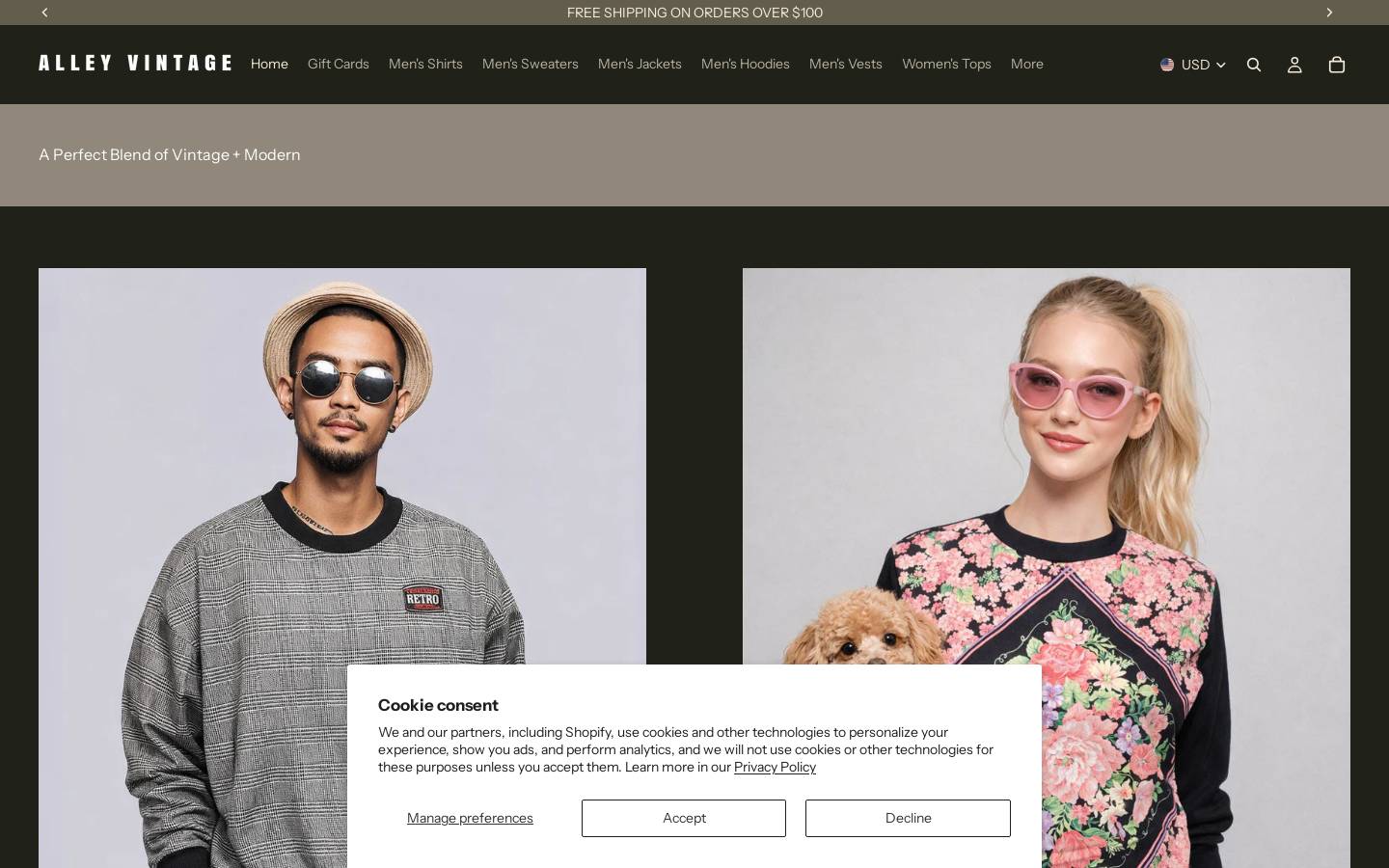 alleyvintage.com homepage screenshot