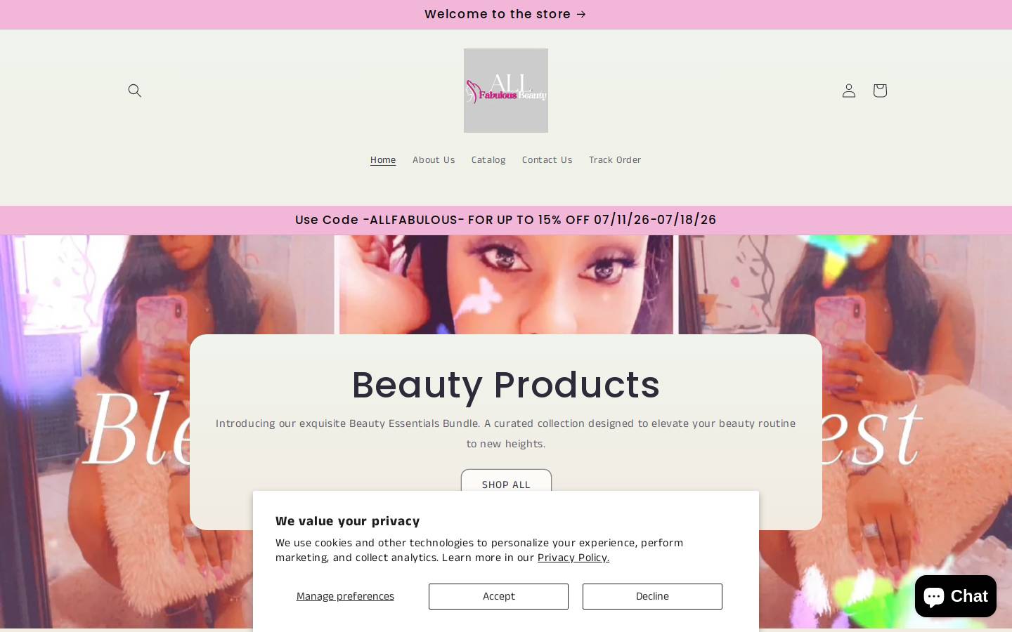 allfabulousbeauty.com homepage screenshot