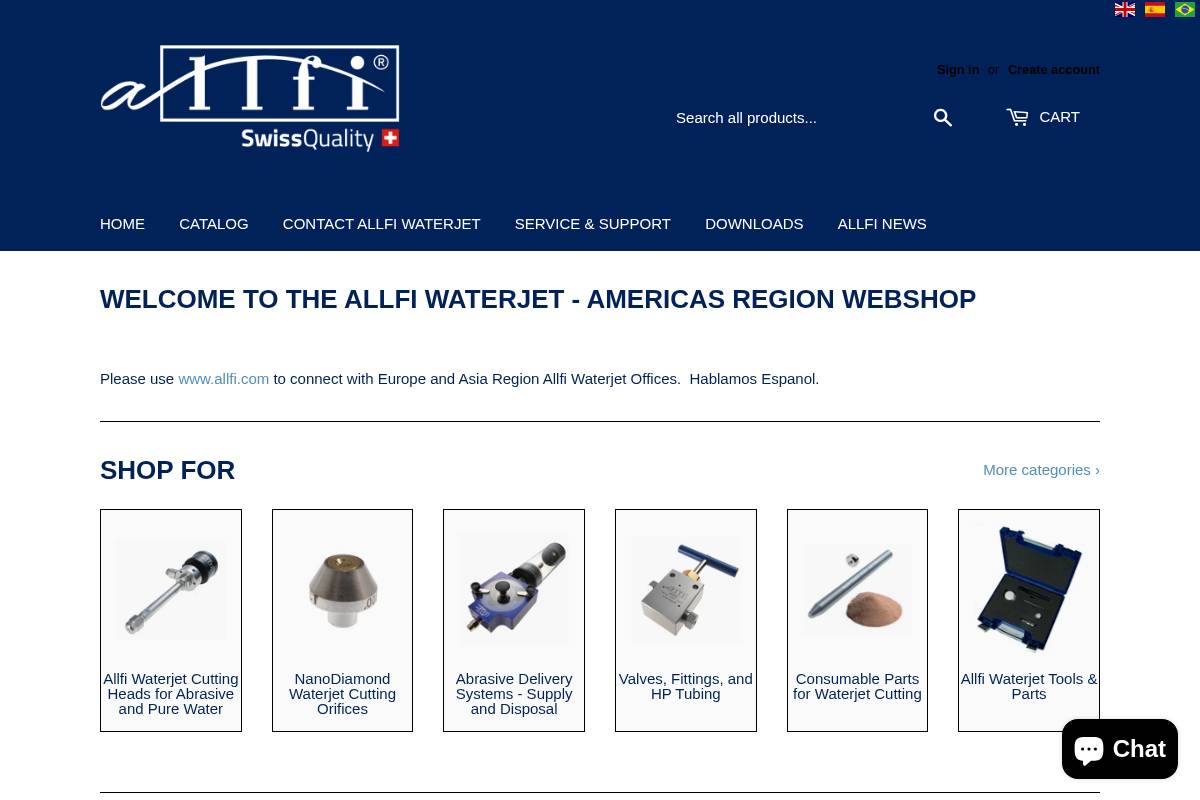 allfiwaterjet.com homepage screenshot