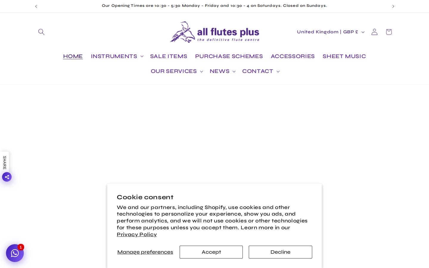 All Flutes Plus homepage screenshot
