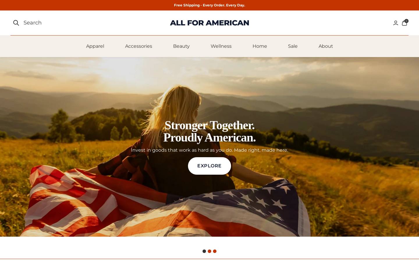 allforamerican.com homepage screenshot