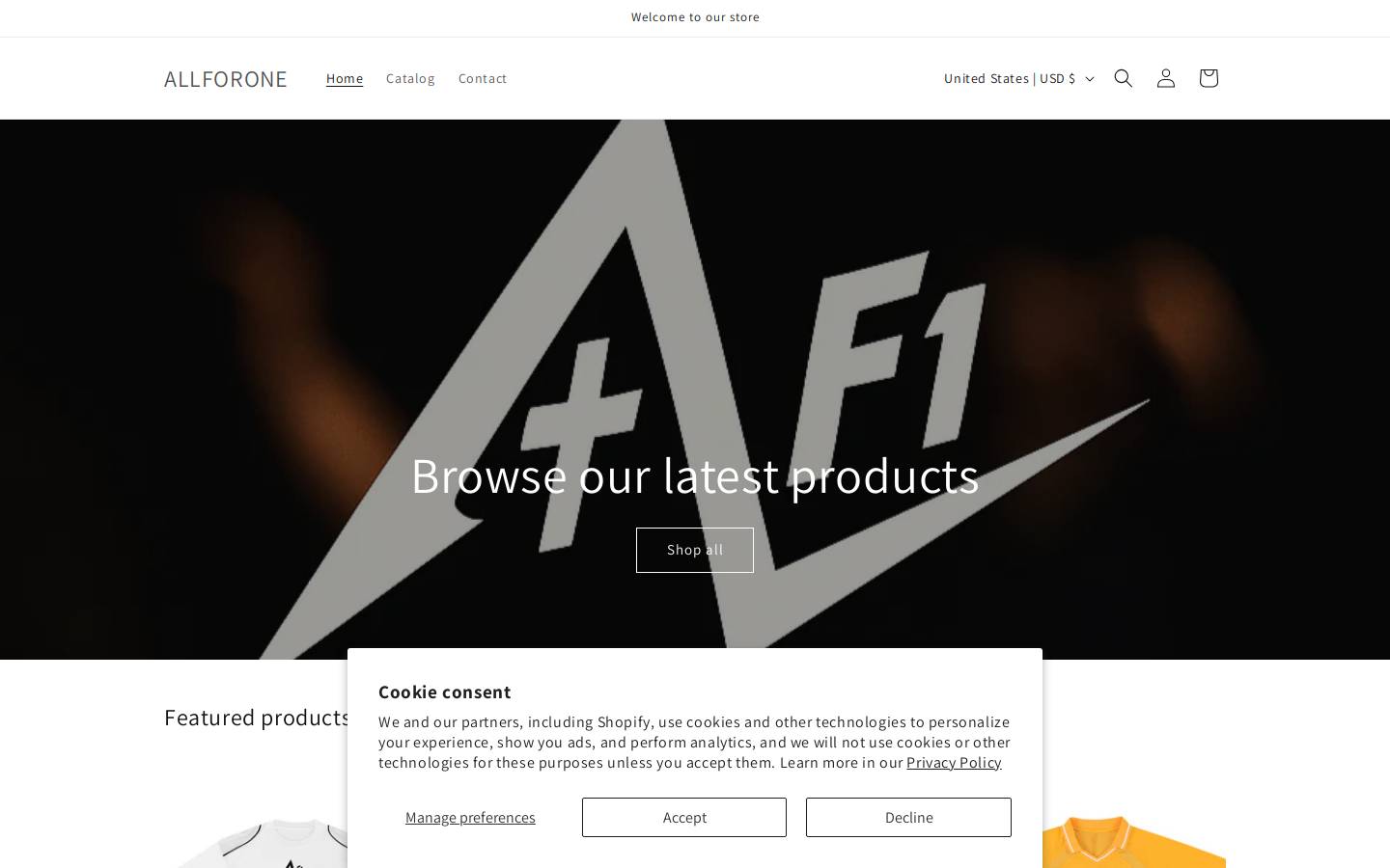 allforoneapparel.store homepage screenshot