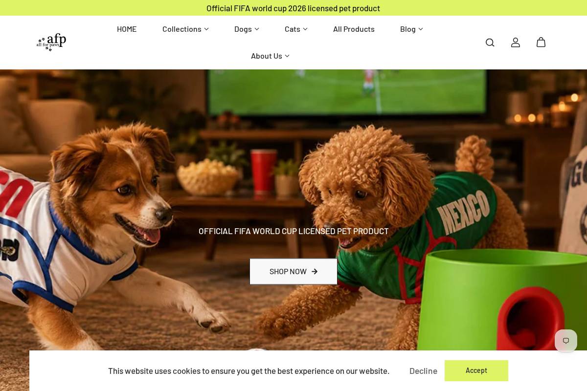allforpaws.com homepage screenshot
