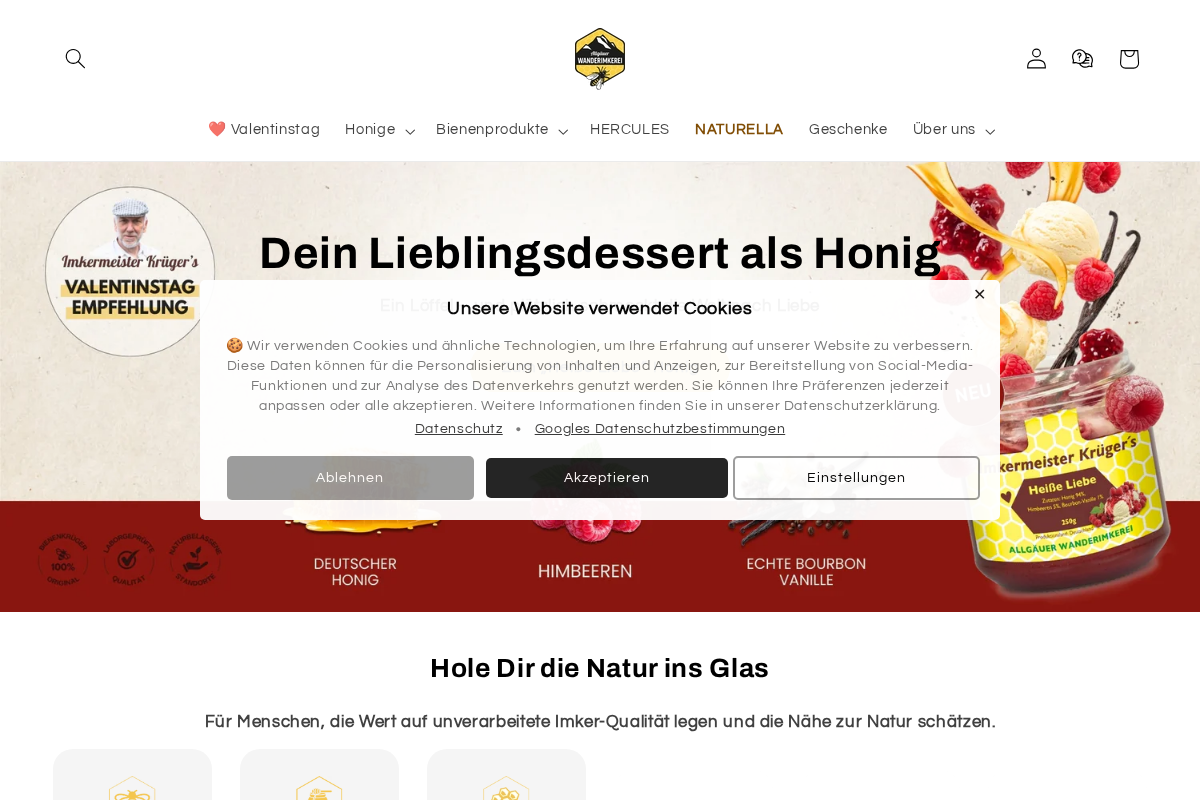 Allgaeuer Wanderimkerei homepage screenshot