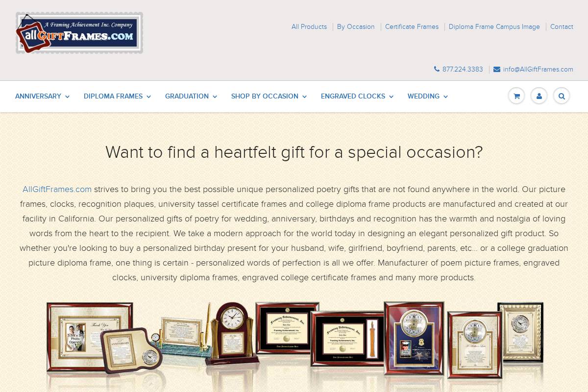 allgiftframes.com homepage screenshot
