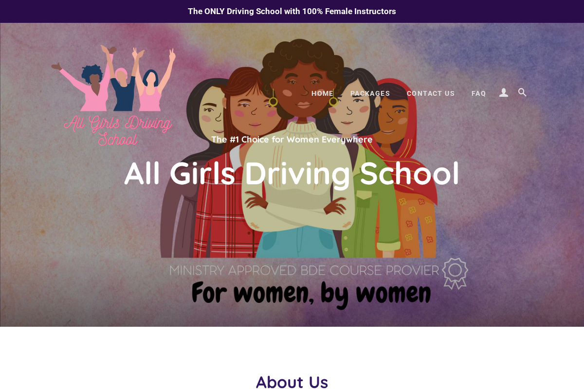 allgirlsdrivingschool.ca homepage screenshot