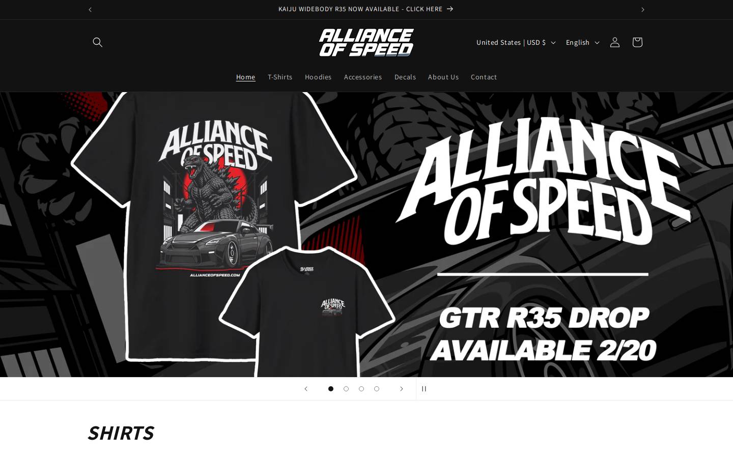 allianceofspeed.com homepage screenshot