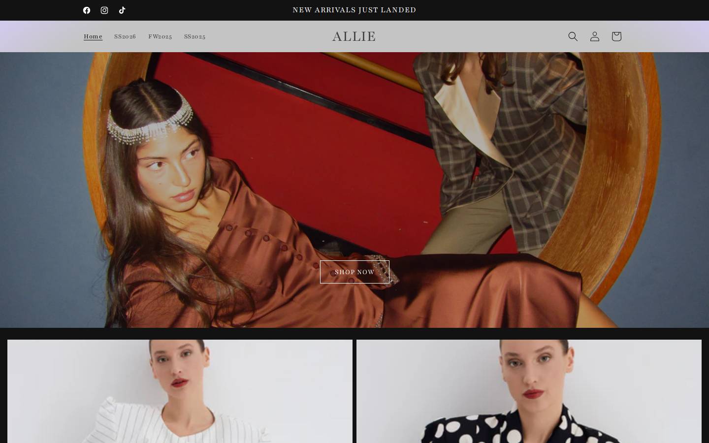 alliecollection.com homepage screenshot