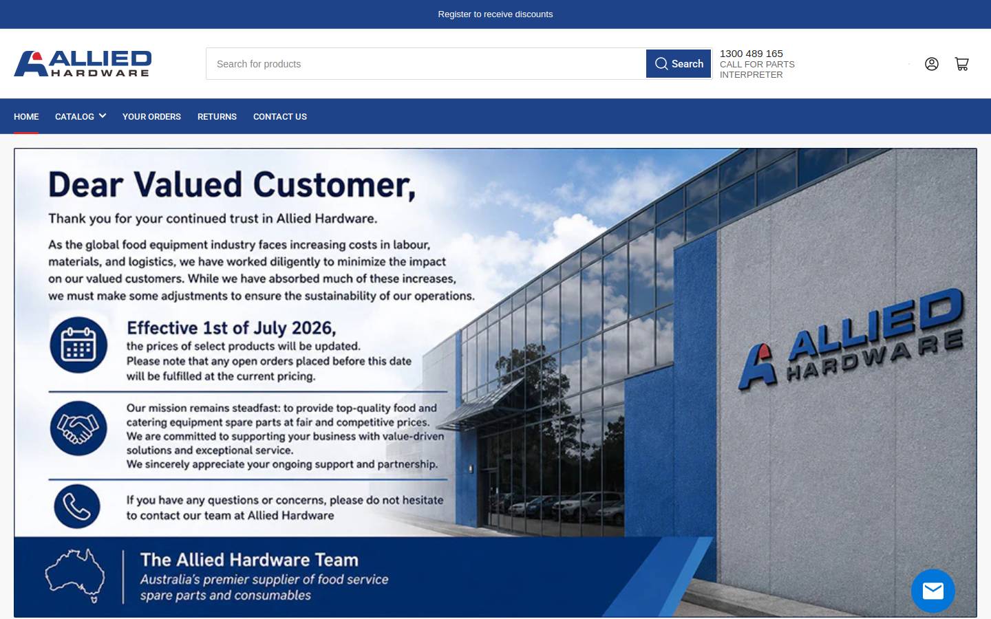 alliedhardware.com.au homepage screenshot