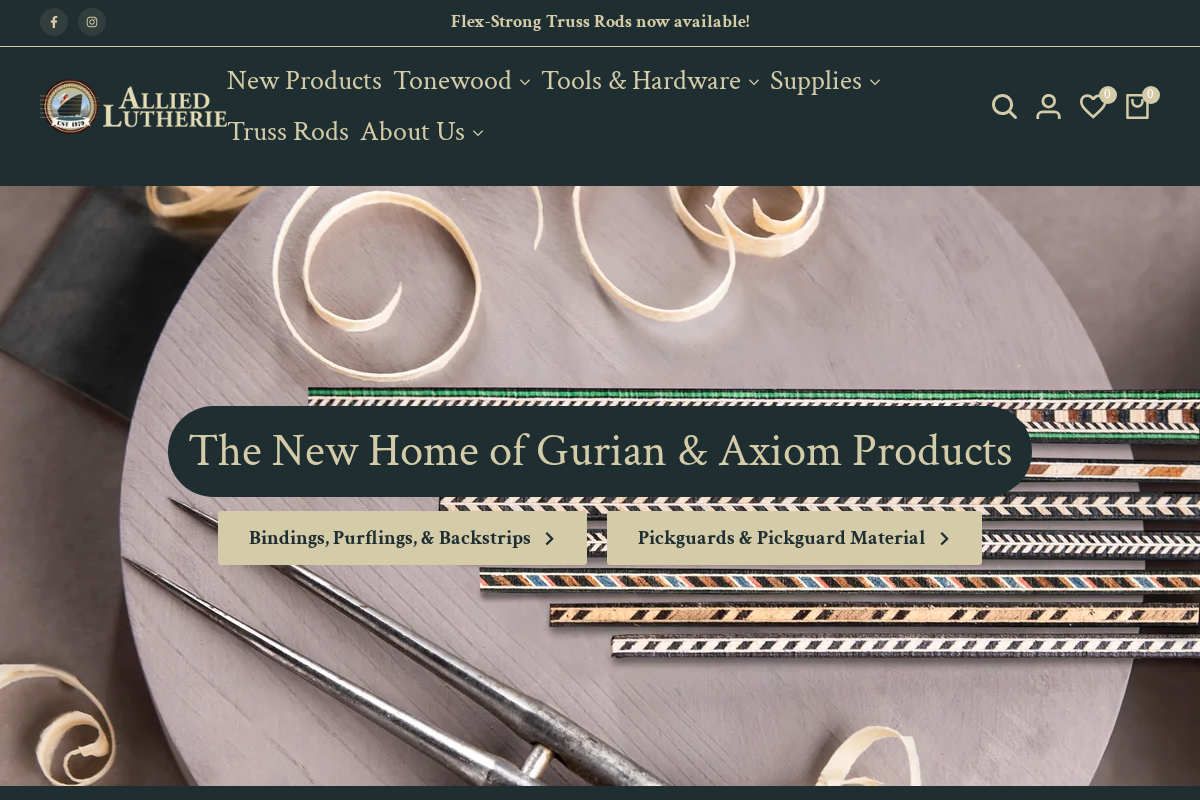 Allied Lutherie homepage screenshot