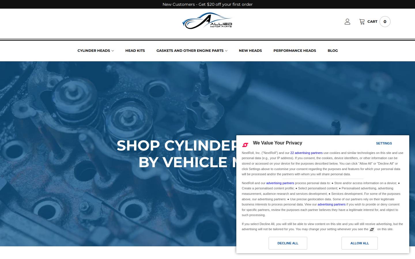 alliedmotorparts.com homepage screenshot