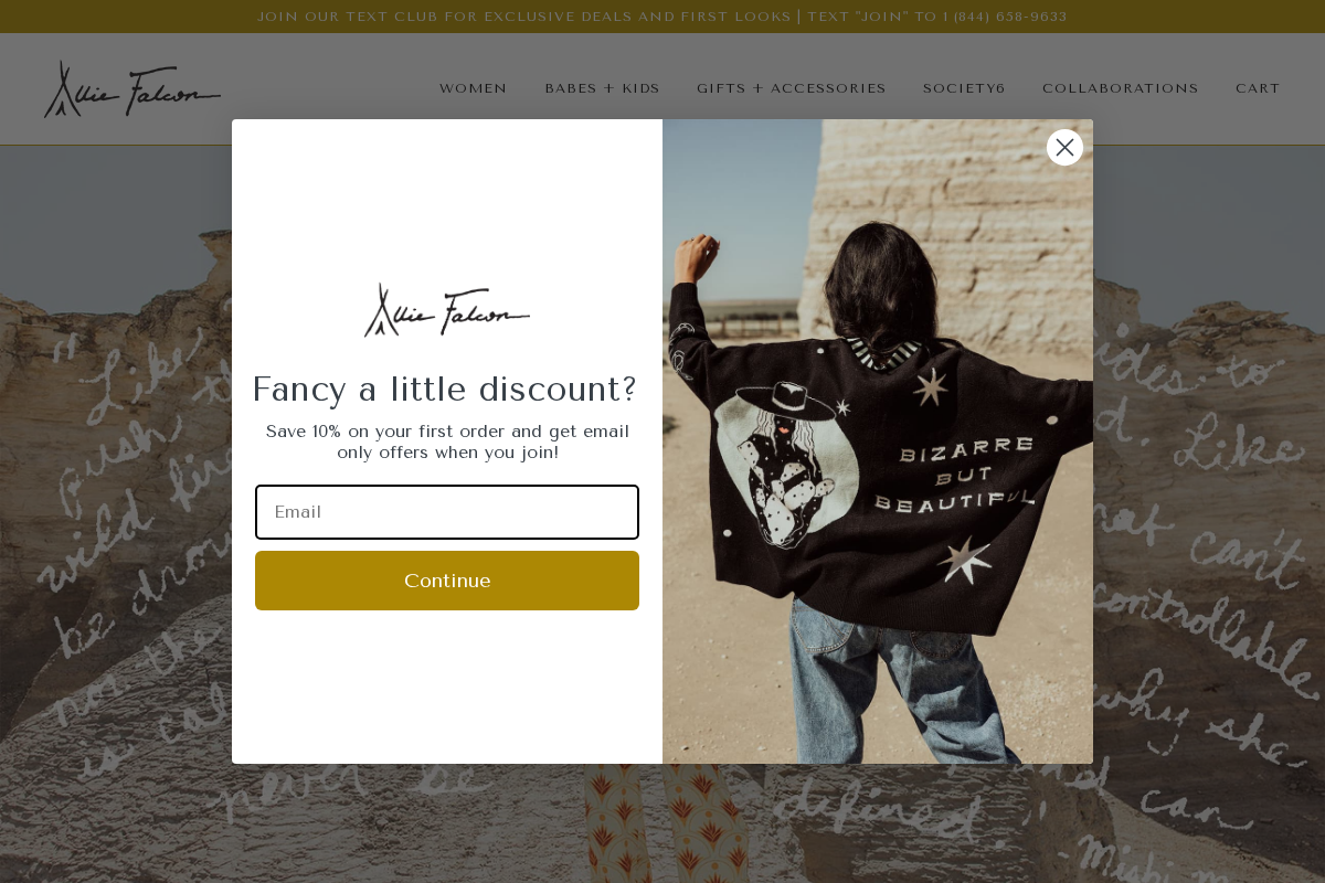Allie Falcon homepage screenshot