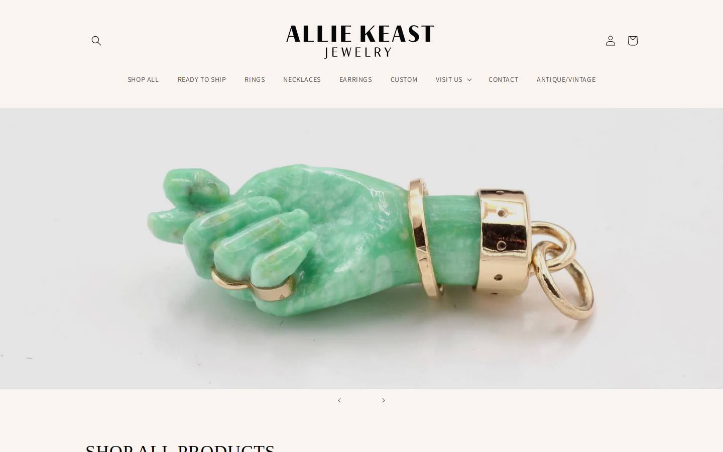 alliekeastjewelry.com homepage screenshot