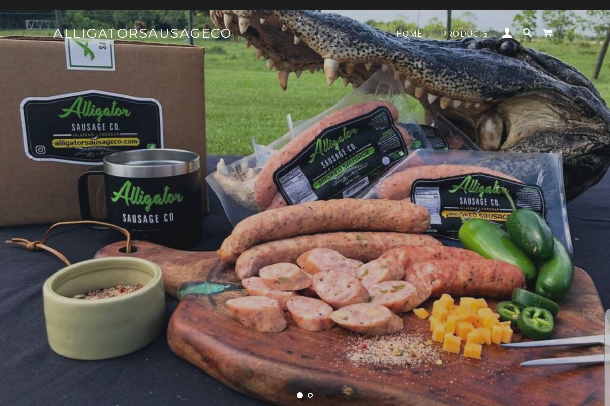 Alligatorsausageco homepage screenshot