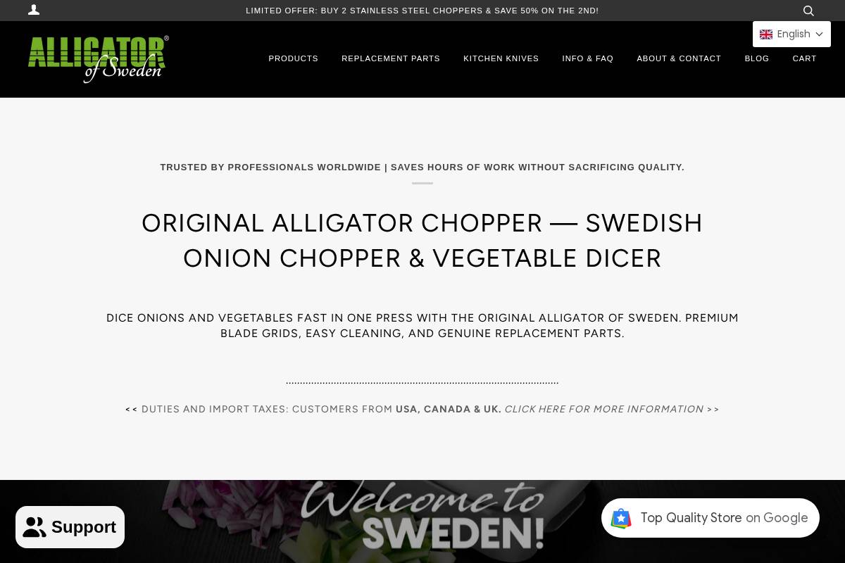 Alligator of Sweden homepage screenshot
