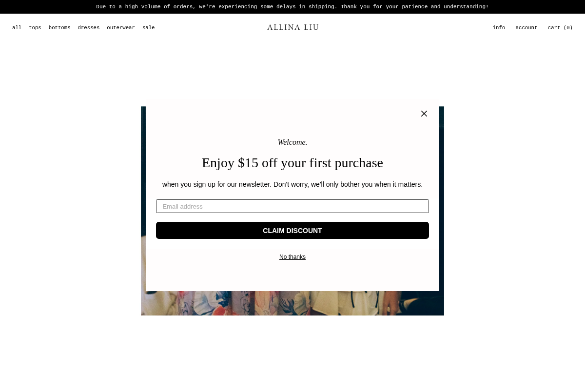 Allina Liu homepage screenshot