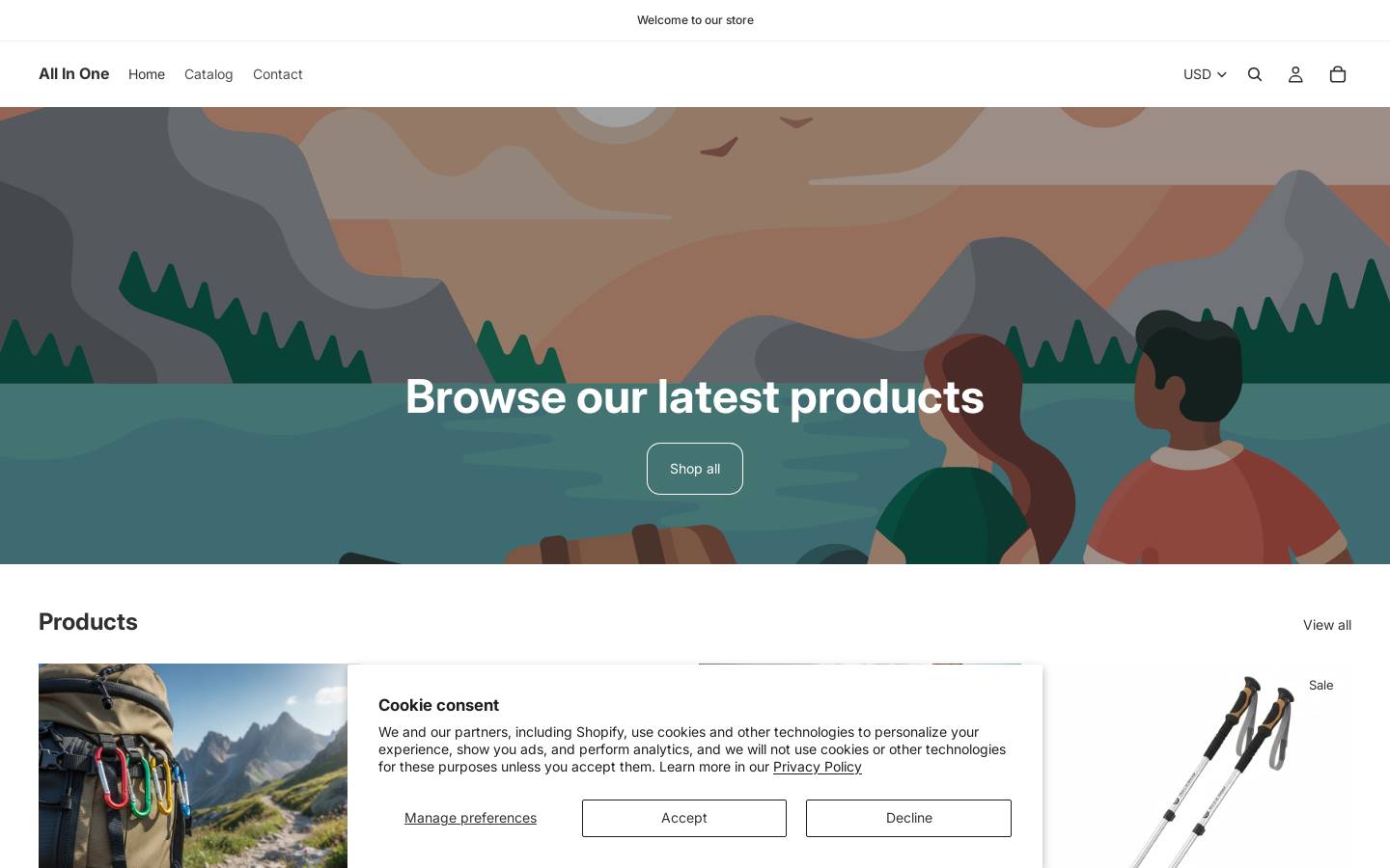allinone-hiking.com homepage screenshot