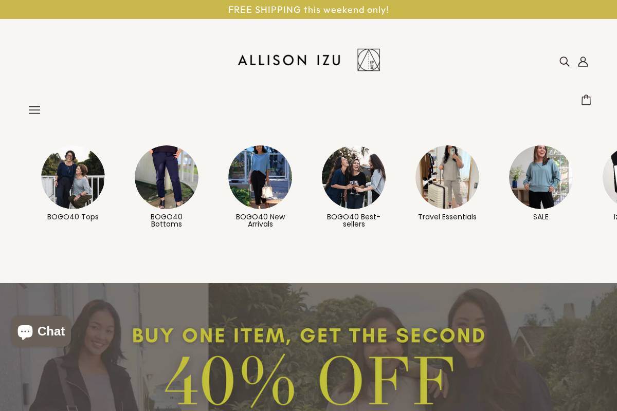 allisonizu.com homepage screenshot