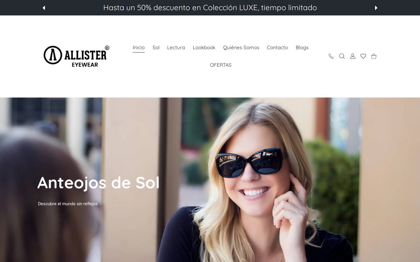allister-eyewear.com homepage screenshot
