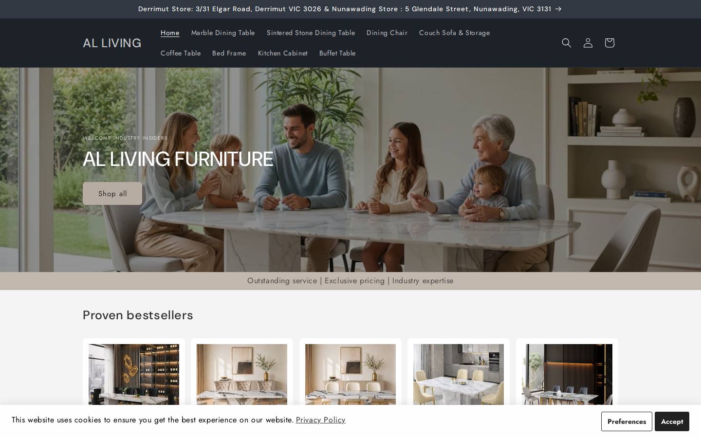 allivingfurniture.com.au homepage screenshot