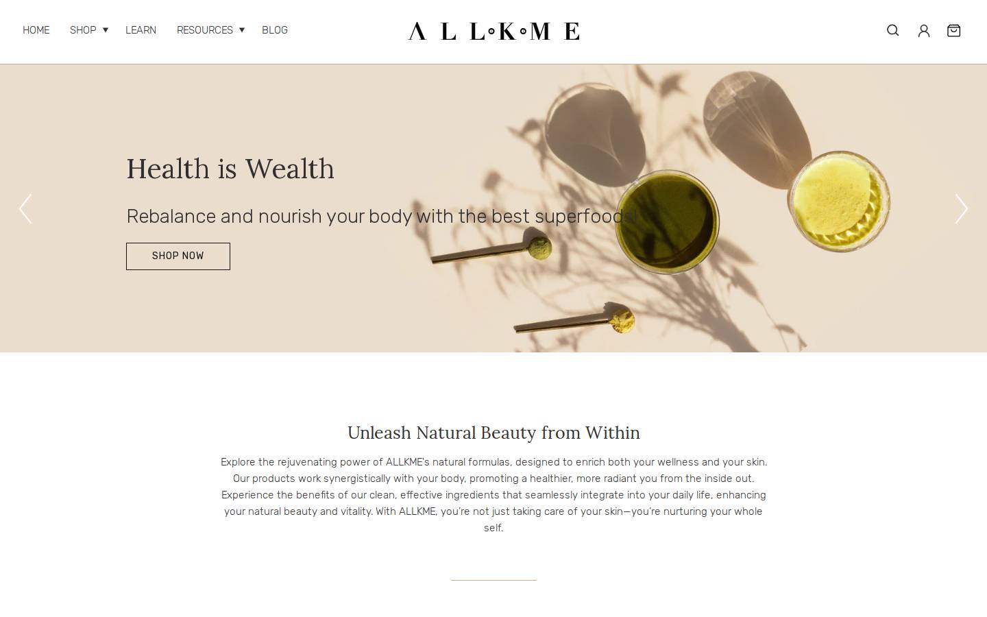 Allkme homepage screenshot