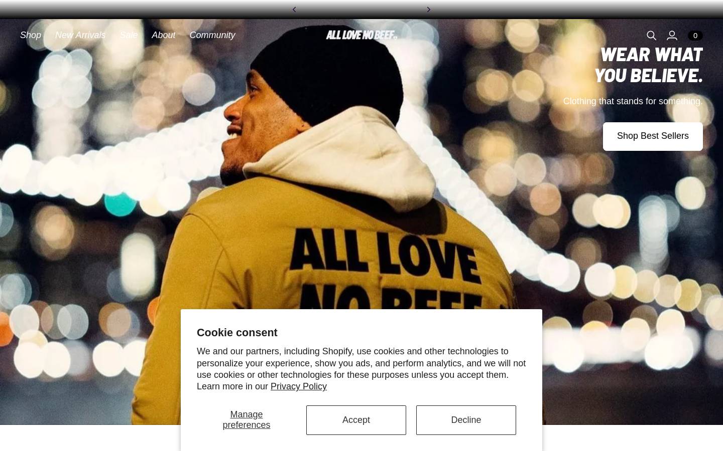 alllovenobeef.com homepage screenshot