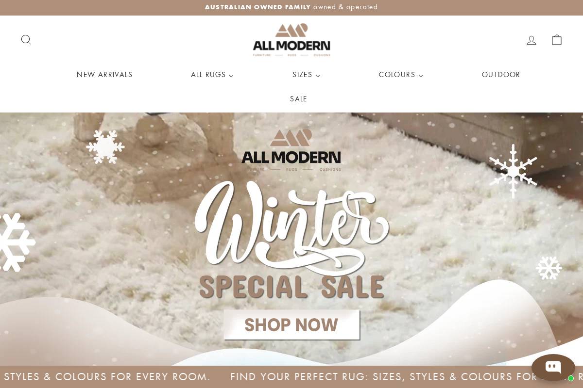 allmodernrugs.com.au homepage screenshot