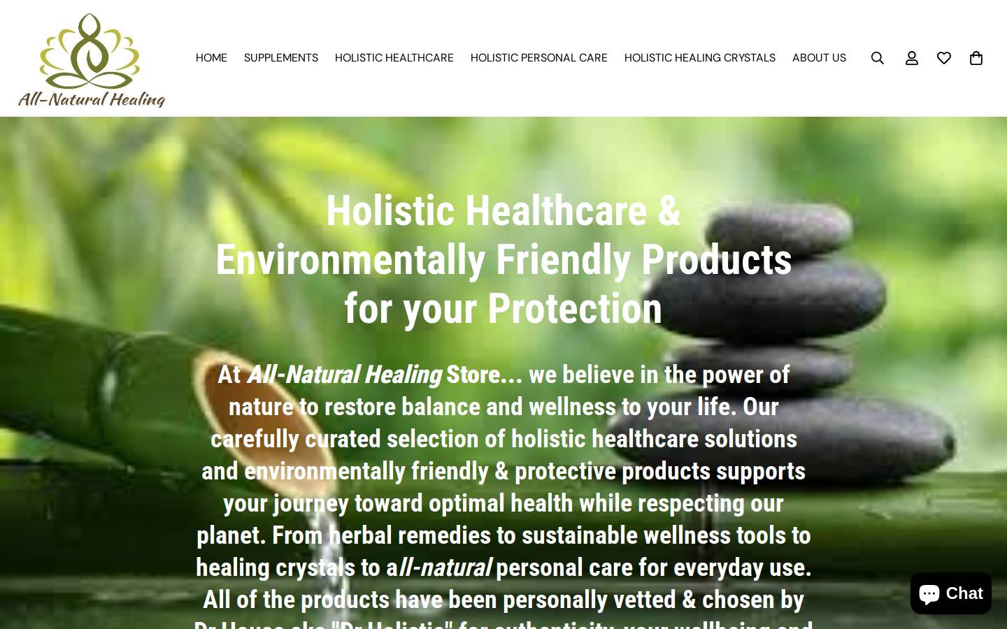 allnaturalhealingstore.com homepage screenshot