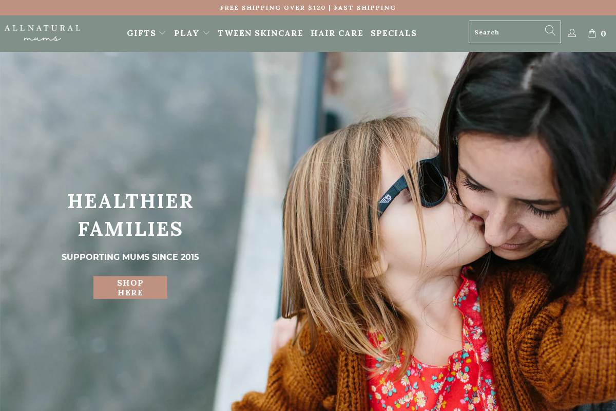 allnaturalmums.co.nz homepage screenshot
