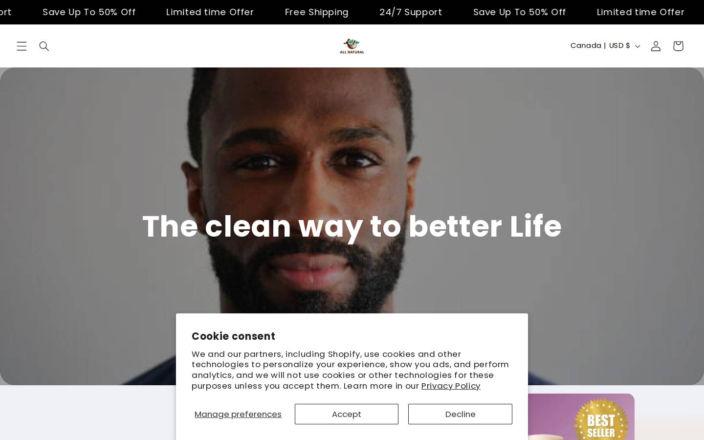allnaturalofficial.com homepage screenshot