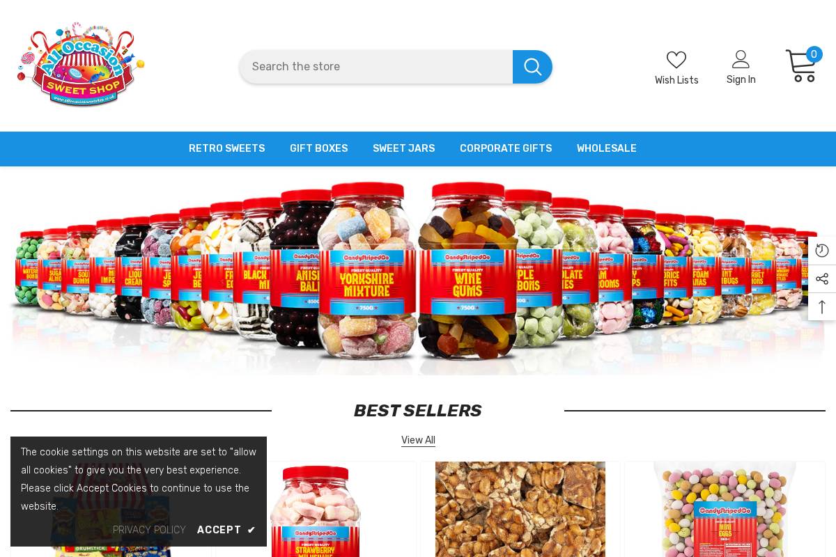 All Occasion Sweet Shop homepage screenshot