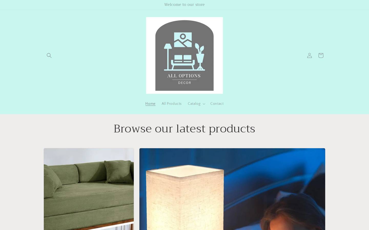 alloptionsdecor.com homepage screenshot
