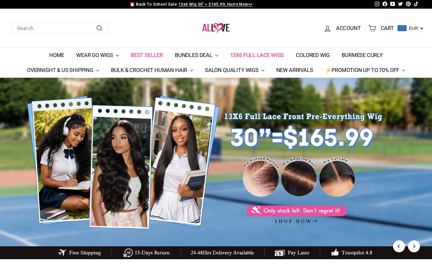 Allove Hair homepage screenshot
