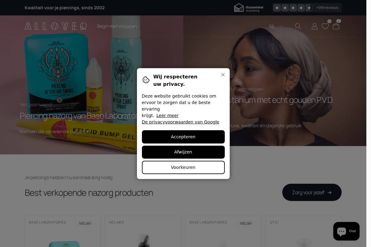 All Over Piercings homepage screenshot