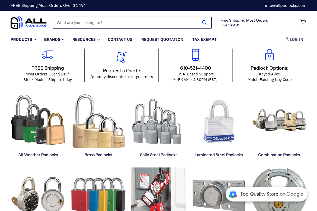 allpadlocks.com homepage screenshot