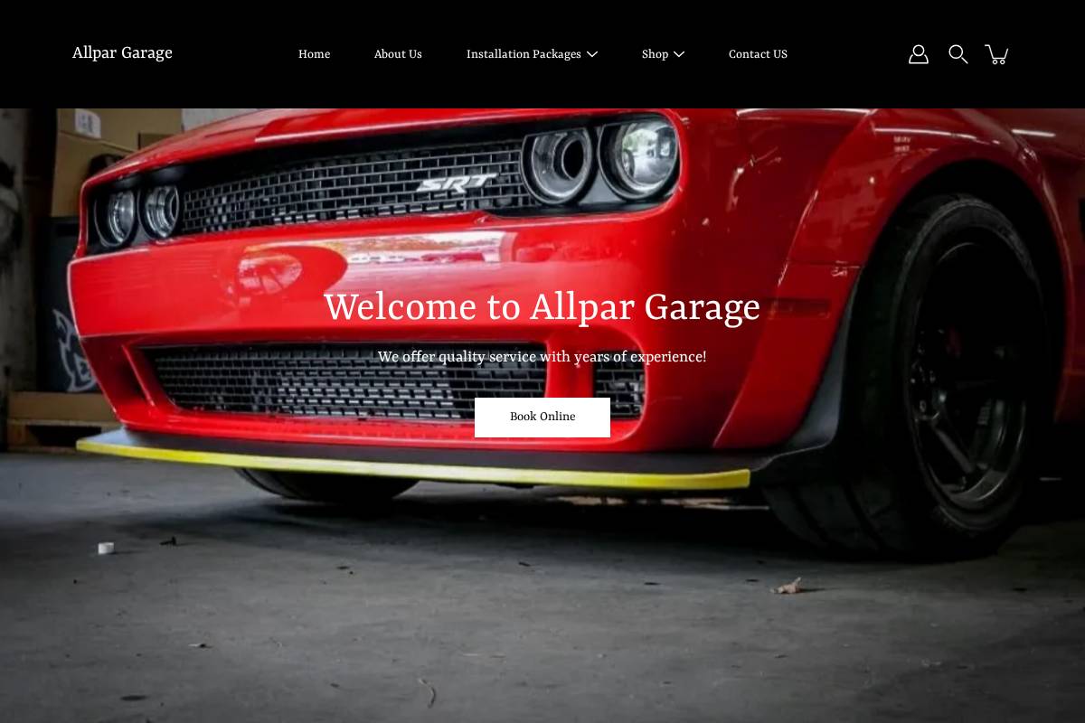 allpargarage.com homepage screenshot