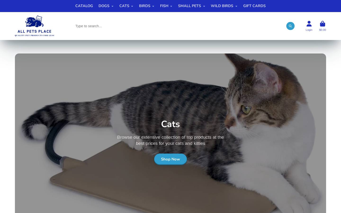 allpetsplace.com homepage screenshot