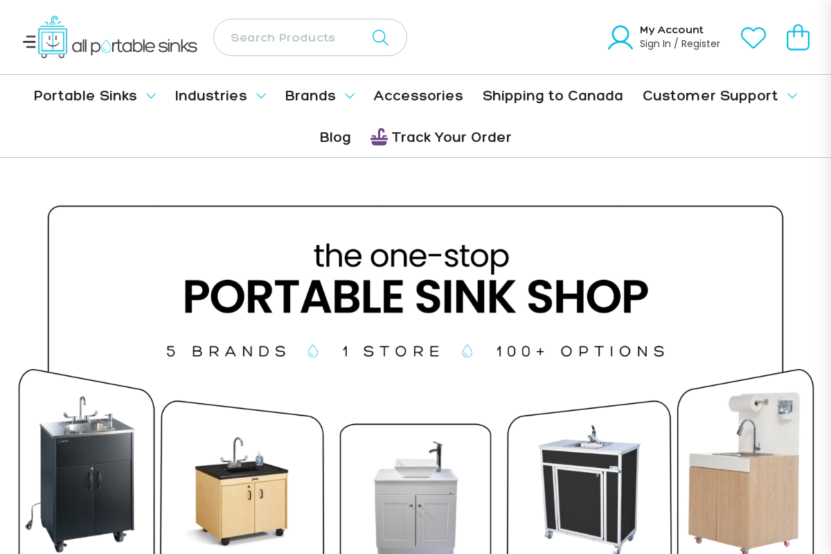 allportablesinks.com homepage screenshot