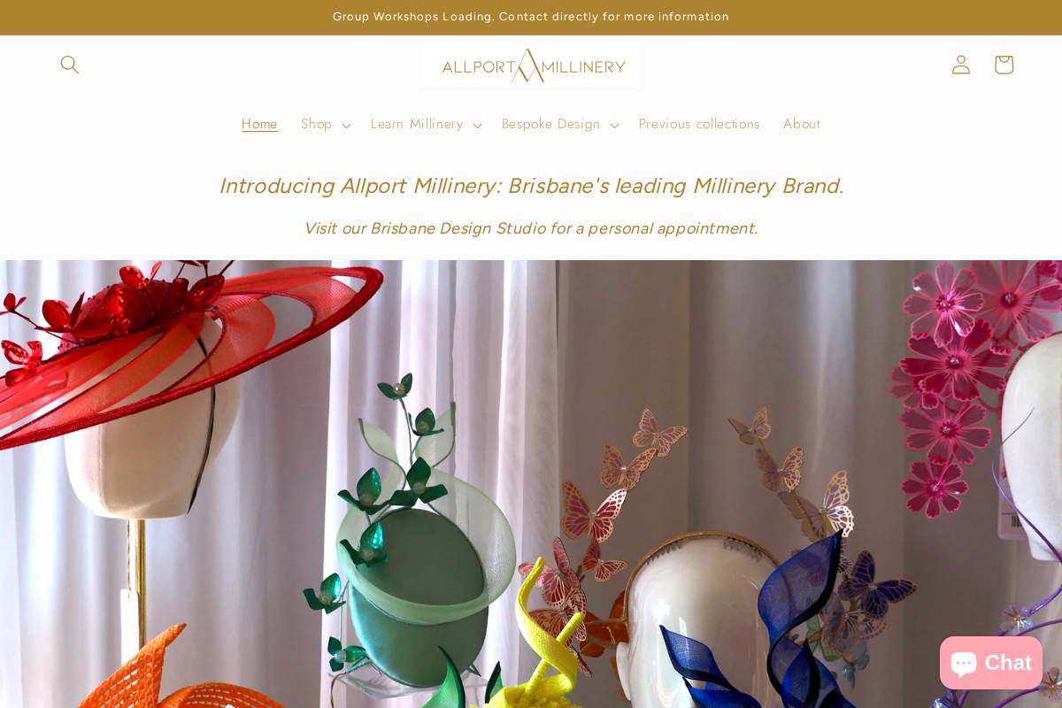 allportmillinery.com homepage screenshot