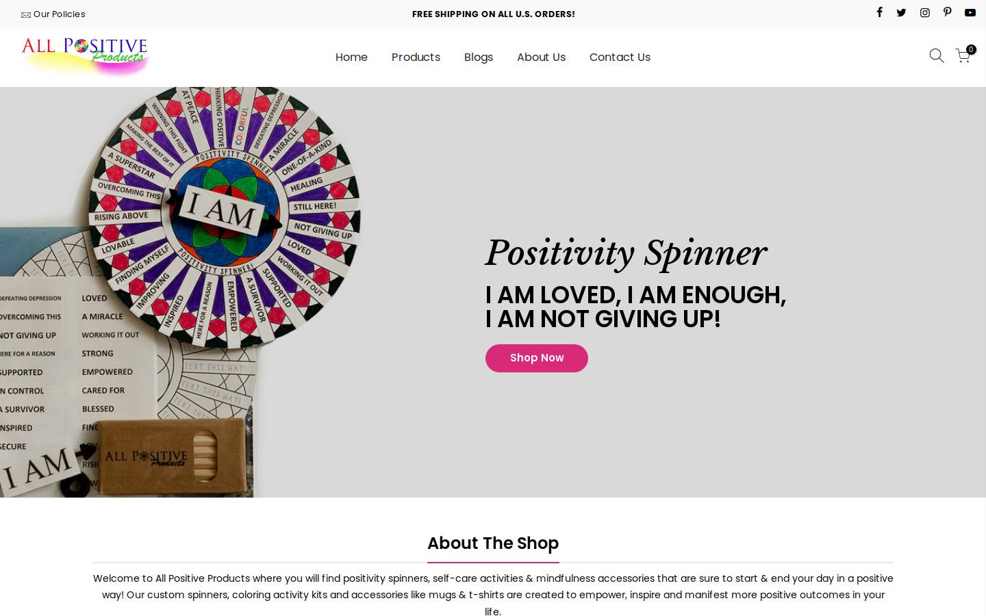 allpositiveproducts.com homepage screenshot