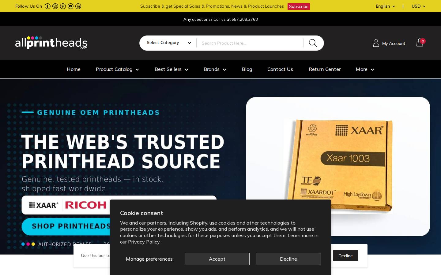 allprinthead.com homepage screenshot