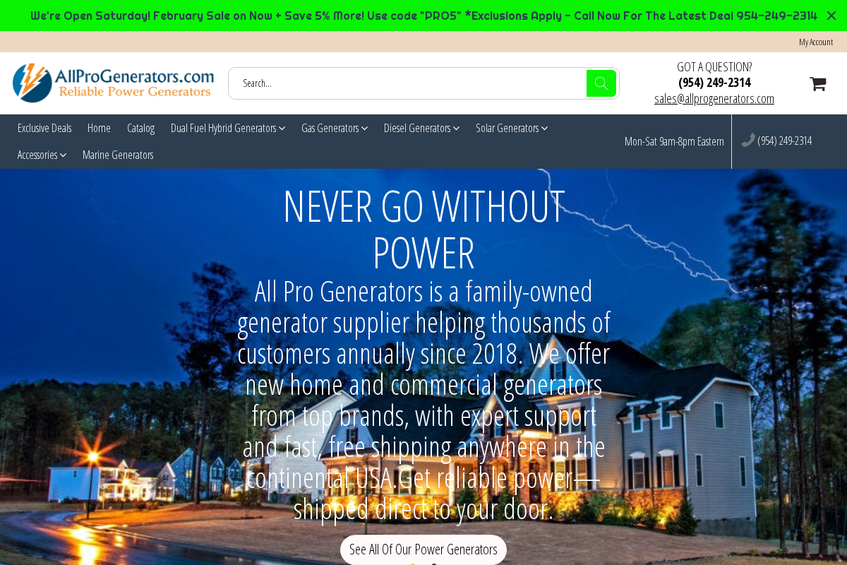 AllProGenerators homepage screenshot