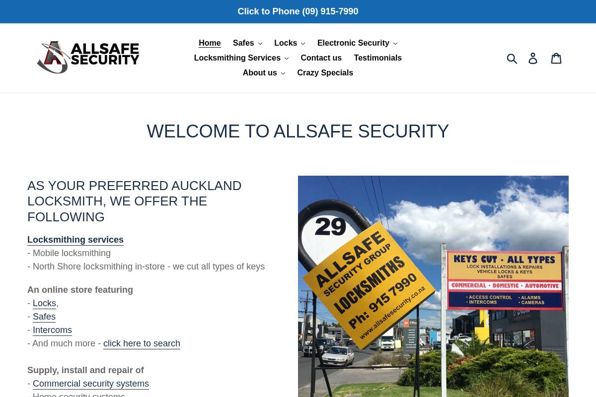 allsafesecurity.co.nz homepage screenshot