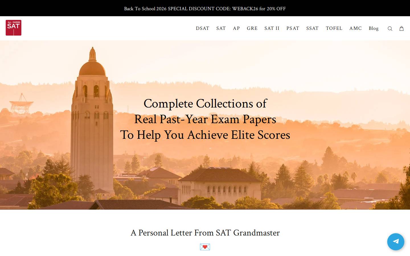 allsatpapers.com homepage screenshot