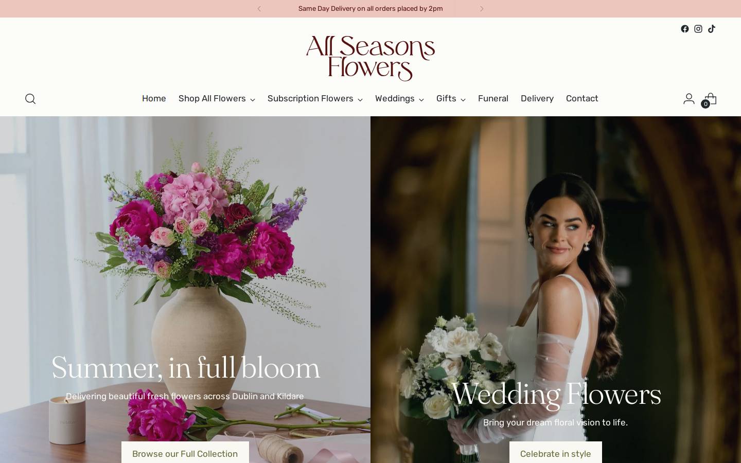 All Seasons Flowers homepage screenshot