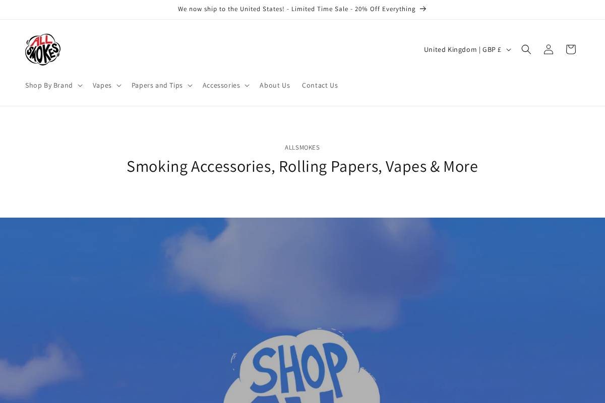 Allsmokes homepage screenshot