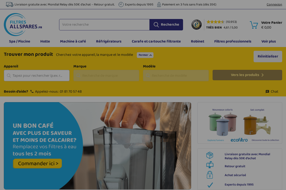 AllSpares.fr homepage screenshot