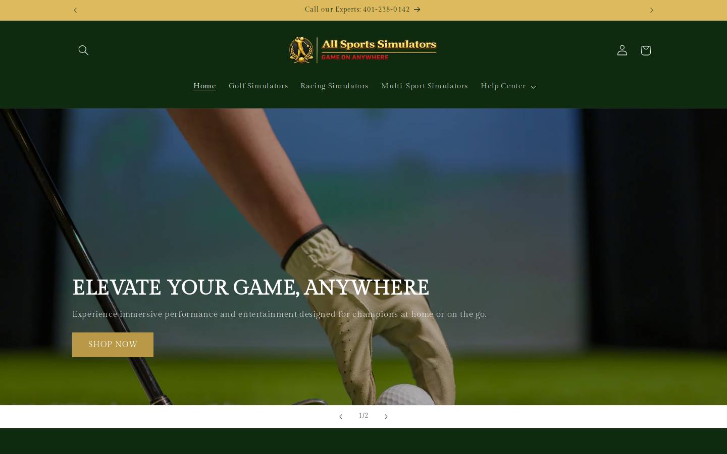 allsportssimulators.com homepage screenshot