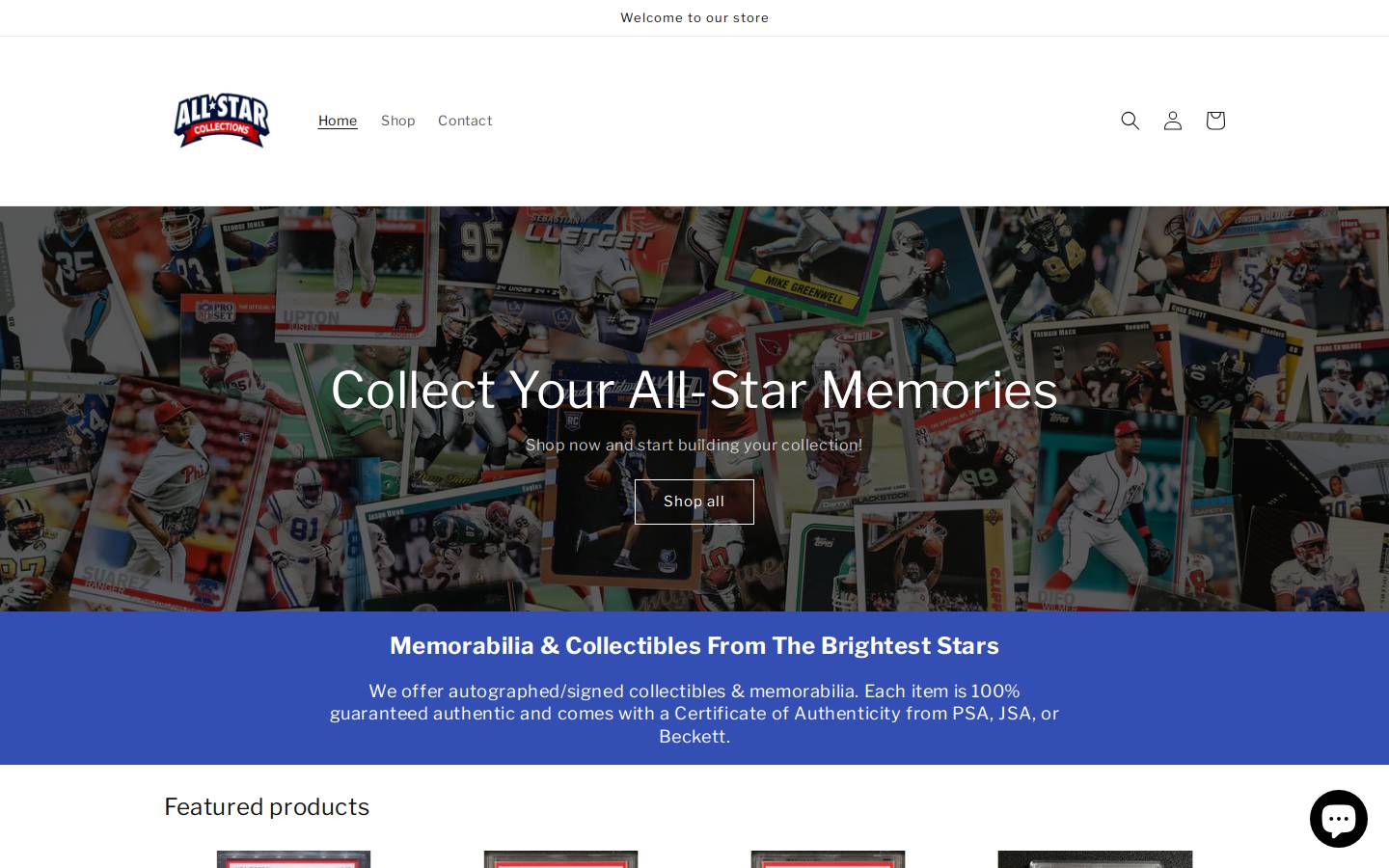 allstarcollections.com homepage screenshot